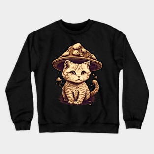 Cottagecore Aesthetic Goblincore Cat Mushroom Hat Crewneck Sweatshirt